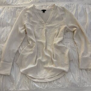 Ann Taylor Cream V-Neck Blouse